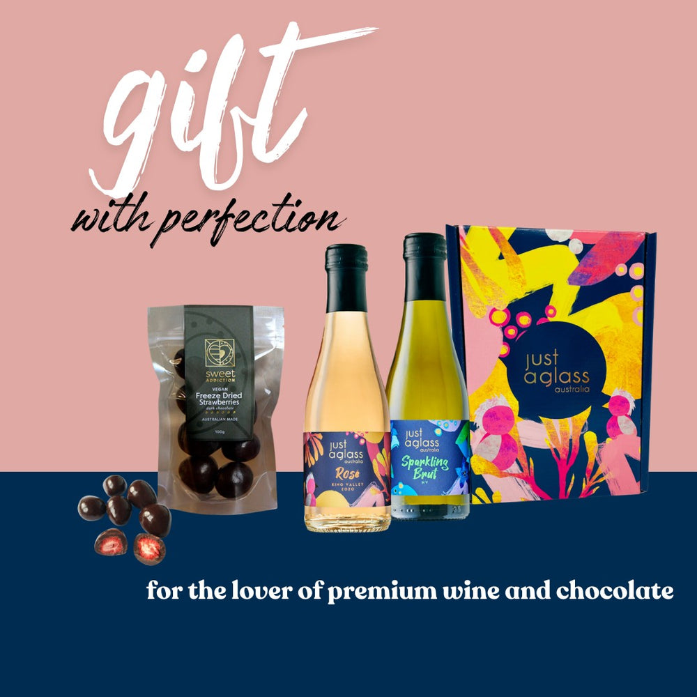 Twin Gift Box - Hamper Pack Chocolate and Wine Piccolo Rose and Sparkling Brut